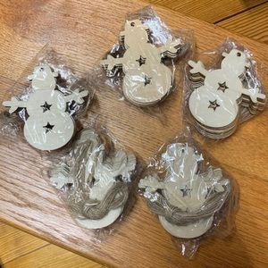 50 Pk Snowman Wooden Crafts to Paint Christmas Tree Hanging Ornaments